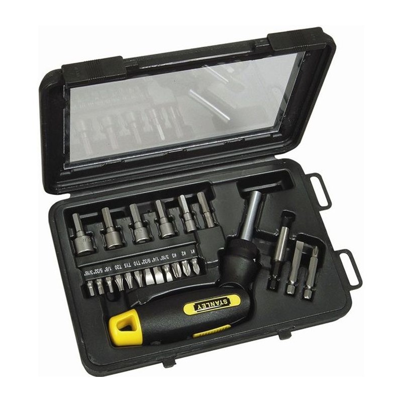 Tournevis porte-embouts a cliquet STANLEY - 0-63-022 - Coffret de 25 p