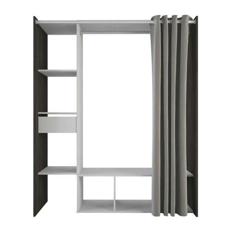 Kit dressing + rideau - Chene Waterford / Lin tisse - L150 x P49,9 x H Kit dressing + rideau - Chene Waterford / Lin tisse - L150 x P49,9 x H