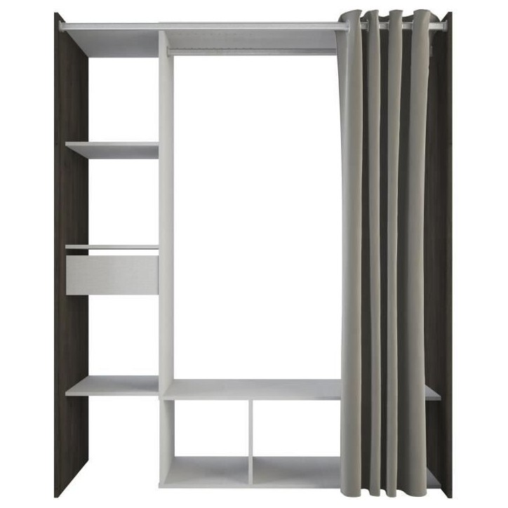 Kit dressing + rideau - Chene Waterford / Lin tisse - L150 x P49,9 x H183 cm - MONTANA