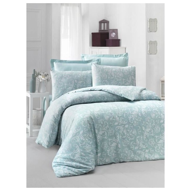 Parure de lit - 1 housse de couette 220 x 240 cm + 2 taies d'oreiller 60 x 60 cm - Satiné 100% coton - Blanc Parure de lit - 1 housse de couette 220 x 240 cm + 2 taies d'oreiller 60 x 60 cm - Satiné 100% coton - Blanc