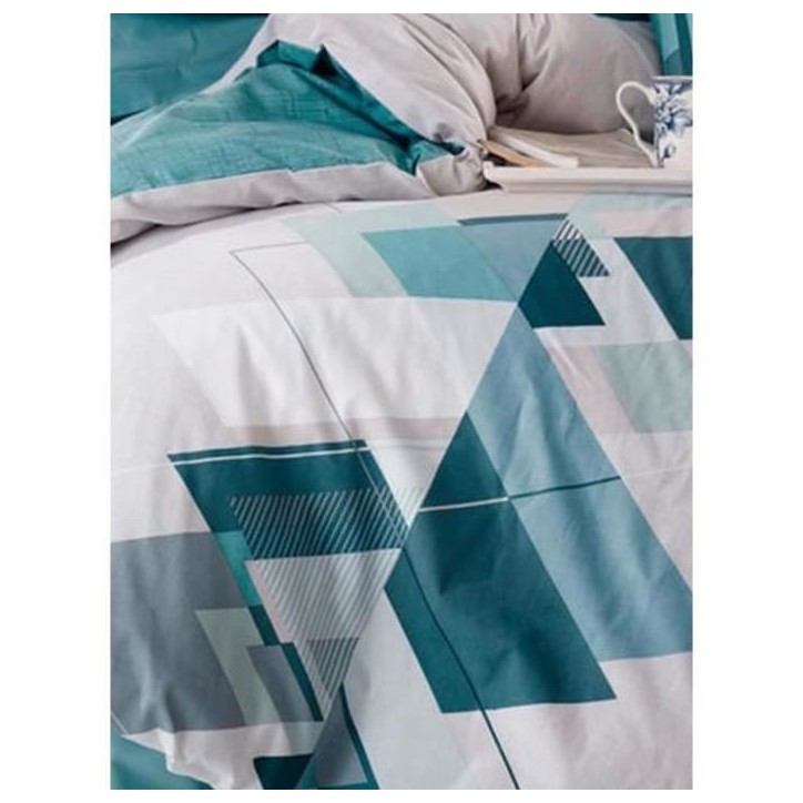 Parure de lit - 1 housse de couette 220 x 240 cm + 2 taies d'oreiller 60 x 60 cm - 100% coton renforcé - Vert Parure de lit - 1 housse de couette 220 x 240 cm + 2 taies d'oreiller 60 x 60 cm - 100% coton renforcé - Vert