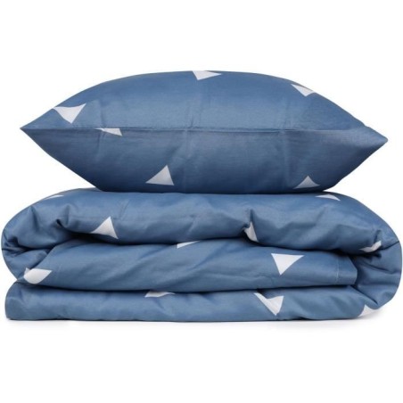 Parure de lit - 1 housse de couette 220 x 240 cm + 2 taies d'oreiller 60 x 60 cm - 65% coton, 35% polyester - Bleu