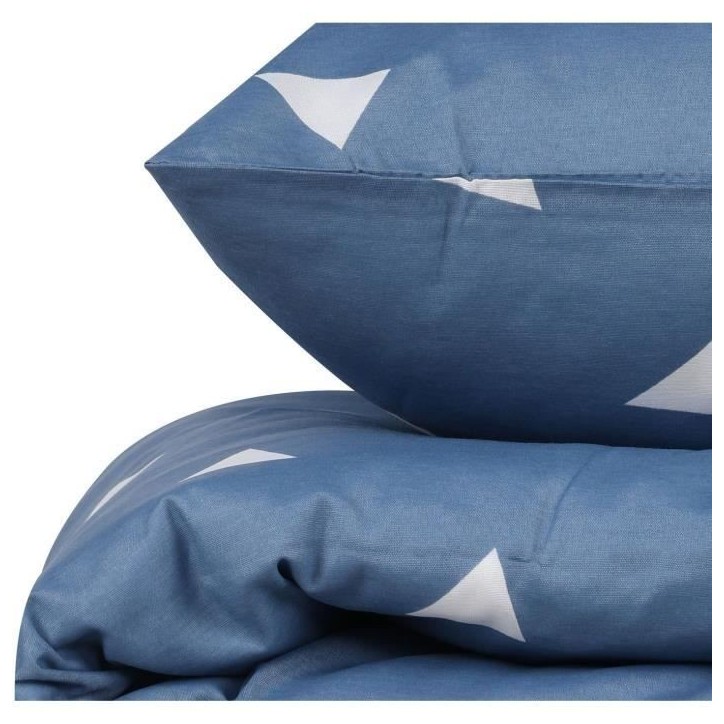 Parure de lit - 1 housse de couette 220 x 240 cm + 2 taies d'oreiller 60 x 60 cm - 65% coton, 35% polyester - Bleu Parure de lit - 1 housse de couette 220 x 240 cm + 2 taies d'oreiller 60 x 60 cm - 65% coton, 35% polyester - Bleu