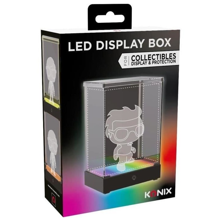 Vitrine LED Display Box pour figurine - KONIX - Compatible Funko Pop / Banpresto Qposket - Éclairage RVB - Câble USB Vitrine LED Display Box pour figurine - KONIX - Compatible Funko Pop / Banpresto Qposket - Éclairage RVB - Câble USB