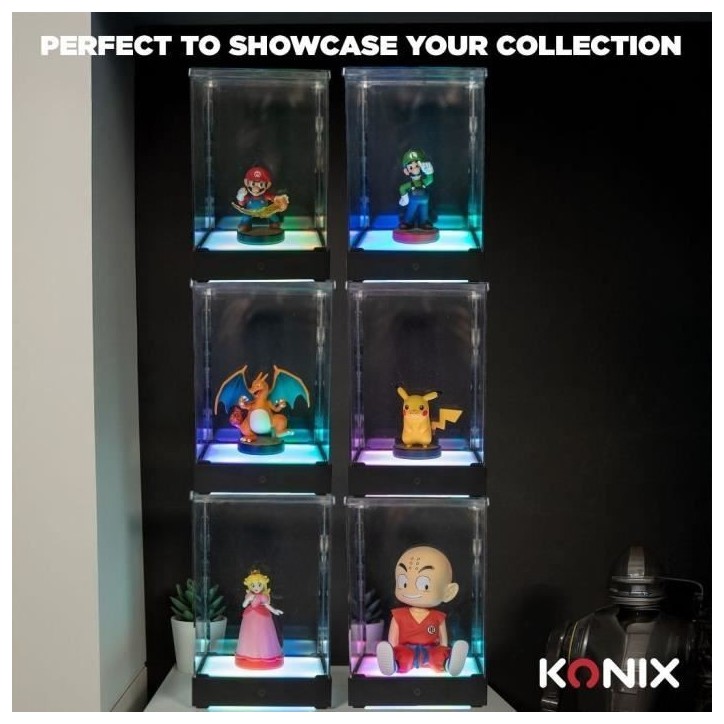 Vitrine LED Display Box pour figurine - KONIX - Compatible Funko Pop / Banpresto Qposket - Éclairage RVB - Câble USB Vitrine LED Display Box pour figurine - KONIX - Compatible Funko Pop / Banpresto Qposket - Éclairage RVB - Câble USB