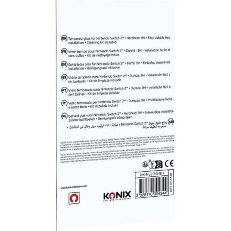 Protection d'écran verre trempé - KONIX - Nintendo Switch 2 - Anti-bulle - Anti-rayures - Indice de dureté 9H - 100 % transpa