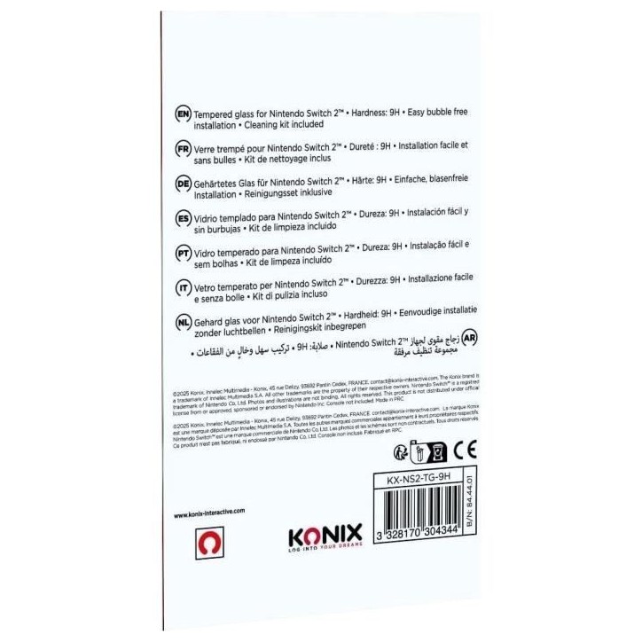 Protection d'écran verre trempé - KONIX - Nintendo Switch 2 - Anti-bulle - Anti-rayures - Indice de dureté 9H - 100 % transpa Protection d'écran verre trempé - KONIX - Nintendo Switch 2 - Anti-bulle - Anti-rayures - Indice de dureté 9H - 100 % transpa