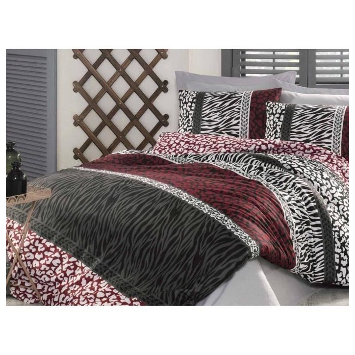Parure de lit - 1 housse de couette 220 x 240 cm + 2 taies d'oreiller 60 x 60 cm - 100% coton renforcé - Rouge Parure de lit - 1 housse de couette 220 x 240 cm + 2 taies d'oreiller 60 x 60 cm - 100% coton renforcé - Rouge