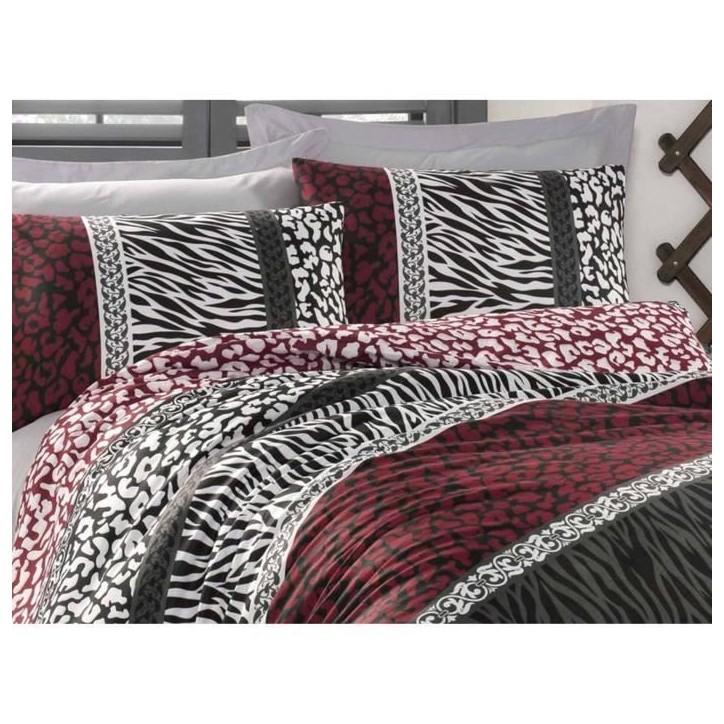 Parure de lit - 1 housse de couette 220 x 240 cm + 2 taies d'oreiller 60 x 60 cm - 100% coton renforcé - Rouge Parure de lit - 1 housse de couette 220 x 240 cm + 2 taies d'oreiller 60 x 60 cm - 100% coton renforcé - Rouge