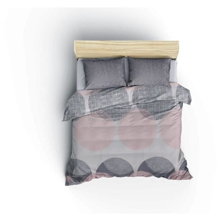 Parure de lit - 1 housse de couette 220 x 240 cm + 2 taies d'oreiller 60 x 60 cm - 100% coton renforcé - Gris