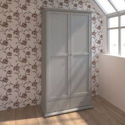 Armoire de chambre - MARGAUX - Gris galet- 2 portes + 2 tiroirs - Styl
