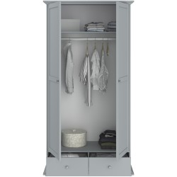 Armoire de chambre - MARGAUX - Gris galet- 2 portes + 2 tiroirs - Styl