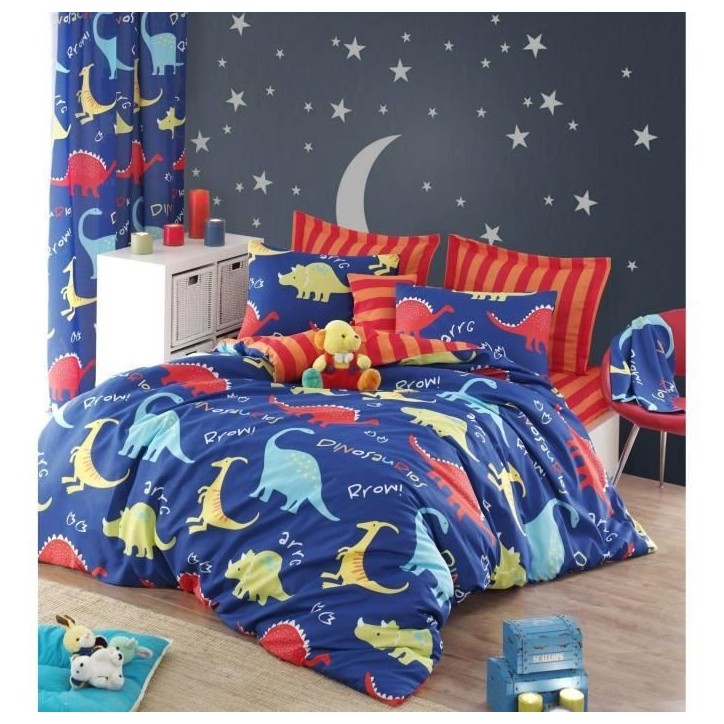 Parure de lit - 1 housse de couette 220 x 240 cm + 2 taies d'oreiller 60 x 60 cm - 65% coton, 35% polyester - Bleu Parure de lit - 1 housse de couette 220 x 240 cm + 2 taies d'oreiller 60 x 60 cm - 65% coton, 35% polyester - Bleu