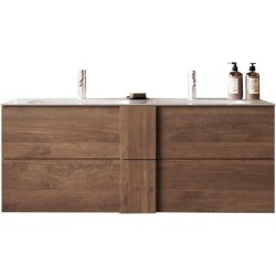 Meuble suspendu double vasque - 2 tiroirs - L120 x H53 x P47cm - Color