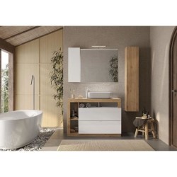 Ensemble meuble Salle de bain 110cm simple vasque + colonne - Coloris