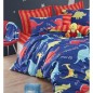 Parure de lit - 1 housse de couette 220 x 240 cm + 2 taies d'oreiller 60 x 60 cm - 65% coton, 35% polyester - Bleu Parure de lit - 1 housse de couette 220 x 240 cm + 2 taies d'oreiller 60 x 60 cm - 65% coton, 35% polyester - Bleu