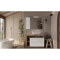 Ensemble meuble Salle de bain 110cm simple vasque + colonne - Coloris