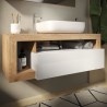 Ensemble Meuble salle de bain L110cm - Vasque + 2 Tiroirs + 3 niches -