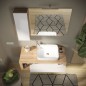 Ensemble Meuble salle de bain L110cm - Vasque + 2 Tiroirs + 3 niches - Coloris chene clair et laqué blanc - HAMBOURG Ensemble Meuble salle de bain L110cm - Vasque + 2 Tiroirs + 3 niches - Coloris chene clair et laqué blanc - HAMBOURG