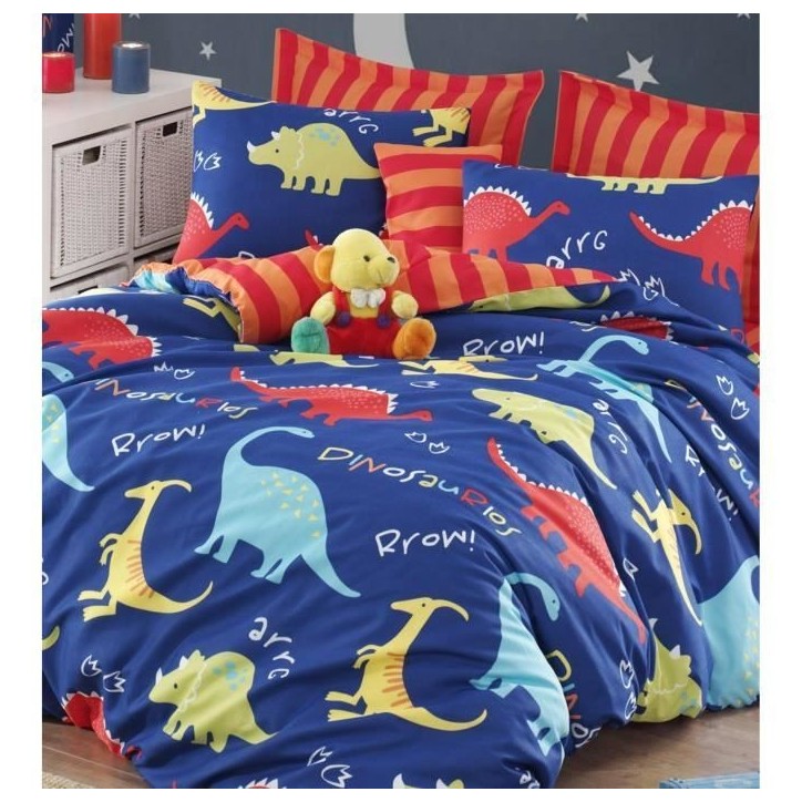 Parure de lit - 1 housse de couette 220 x 240 cm + 2 taies d'oreiller 60 x 60 cm - 65% coton, 35% polyester - Bleu Parure de lit - 1 housse de couette 220 x 240 cm + 2 taies d'oreiller 60 x 60 cm - 65% coton, 35% polyester - Bleu