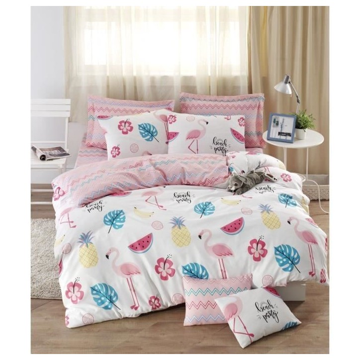 Parure de lit - 1 housse de couette 220 x 240 cm + 2 taies d'oreiller 60 x 60 cm - 65% coton, 35% polyester - Blanc Parure de lit - 1 housse de couette 220 x 240 cm + 2 taies d'oreiller 60 x 60 cm - 65% coton, 35% polyester - Blanc