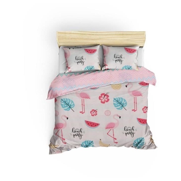 Parure de lit - 1 housse de couette 220 x 240 cm + 2 taies d'oreiller 60 x 60 cm - 65% coton, 35% polyester - Blanc Parure de lit - 1 housse de couette 220 x 240 cm + 2 taies d'oreiller 60 x 60 cm - 65% coton, 35% polyester - Blanc