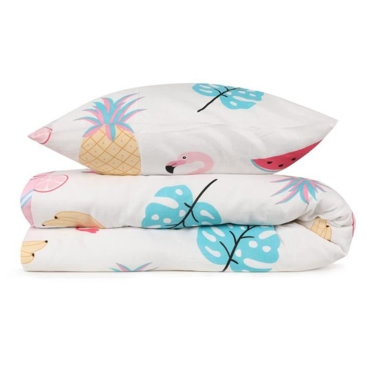 Parure de lit - 1 housse de couette 220 x 240 cm + 2 taies d'oreiller 60 x 60 cm - 65% coton, 35% polyester - Blanc Parure de lit - 1 housse de couette 220 x 240 cm + 2 taies d'oreiller 60 x 60 cm - 65% coton, 35% polyester - Blanc