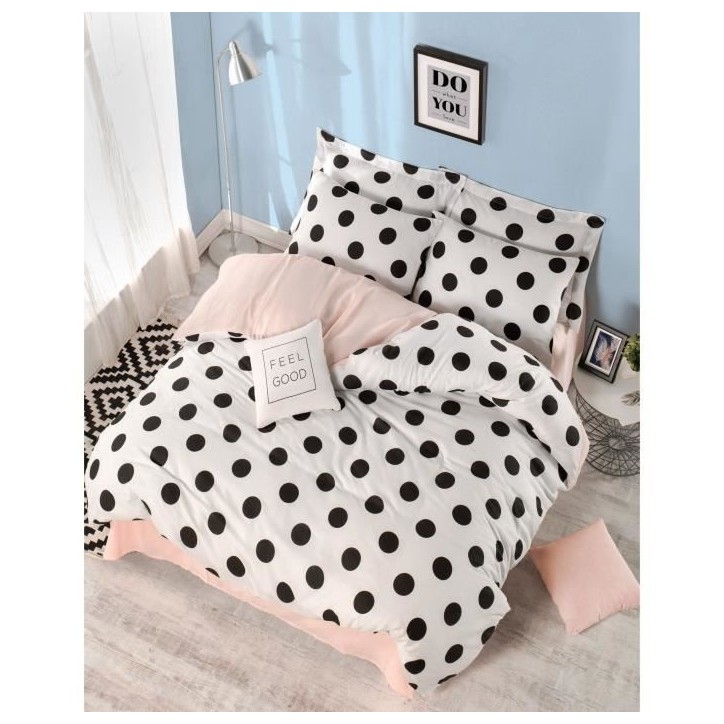 Parure de lit - 1 housse de couette 220 x 240 cm + 2 taies d'oreiller 60 x 60 cm - 65% coton, 35% polyester - Blanc
