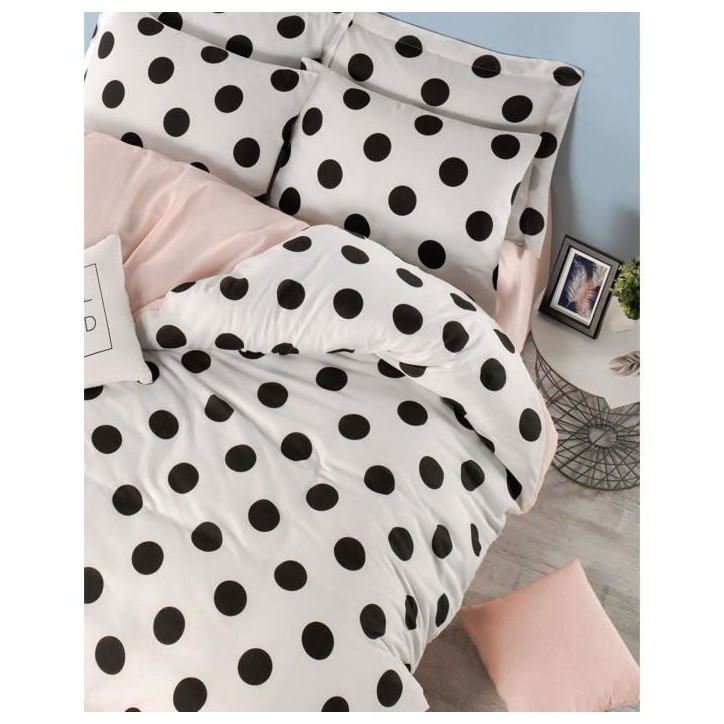 Parure de lit - 1 housse de couette 220 x 240 cm + 2 taies d'oreiller 60 x 60 cm - 65% coton, 35% polyester - Blanc