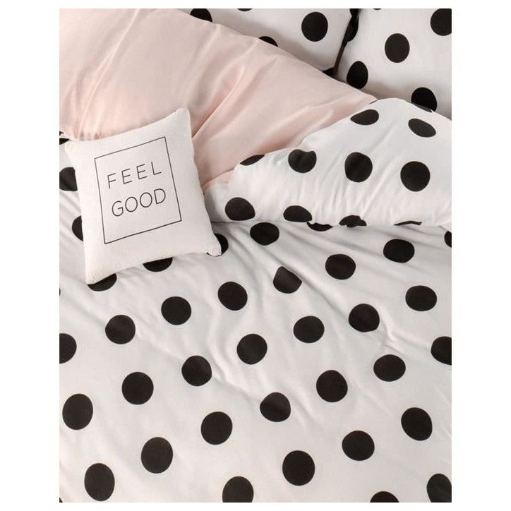 Parure de lit - 1 housse de couette 220 x 240 cm + 2 taies d'oreiller 60 x 60 cm - 65% coton, 35% polyester - Blanc