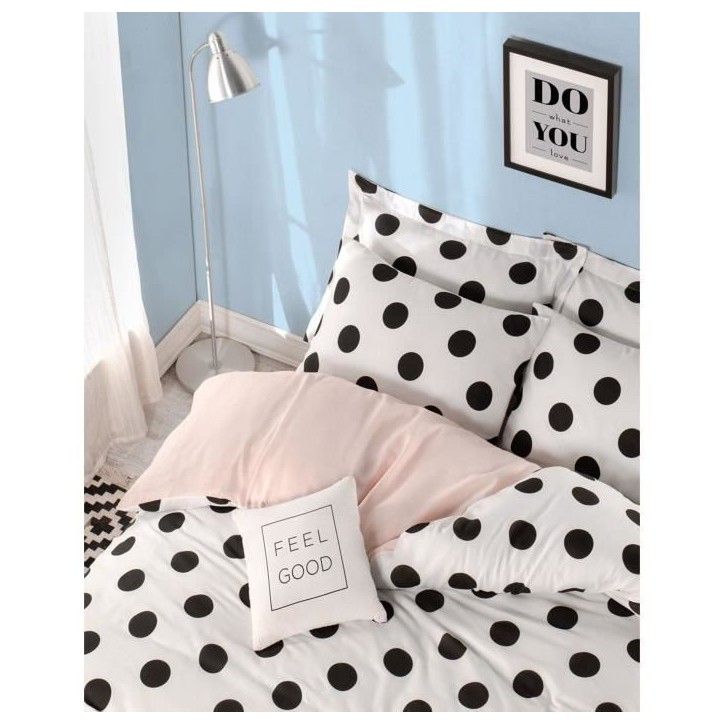 Parure de lit - 1 housse de couette 220 x 240 cm + 2 taies d'oreiller 60 x 60 cm - 65% coton, 35% polyester - Blanc