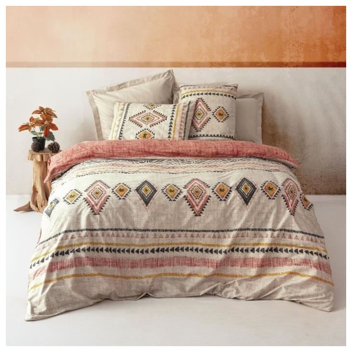 Parure de lit - 1 housse de couette 220 x 240 cm + 2 taies d'oreiller 60 x 60 cm - 100% coton renforcé - Rouge