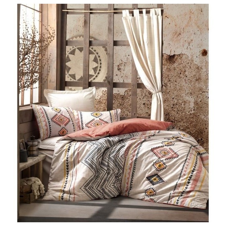 Parure de lit - 1 housse de couette 220 x 240 cm + 2 taies d'oreiller 60 x 60 cm - 100% coton renforcé - Rouge