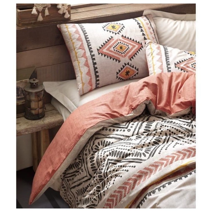 Parure de lit - 1 housse de couette 220 x 240 cm + 2 taies d'oreiller 60 x 60 cm - 100% coton renforcé - Rouge