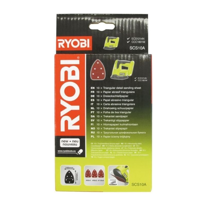 RYOBI - Assortiment 10 abrasifs auto-agrippants 140x100 pour ponceuse
