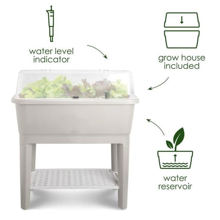ELHO Noa Potager sur pied - L 79 x W 39 x H 94 cm - culture et récolte - 100% recyclé - Gris ELHO Noa Potager sur pied - L 79 x W 39 x H 94 cm - culture et récolte - 100% recyclé - Gris