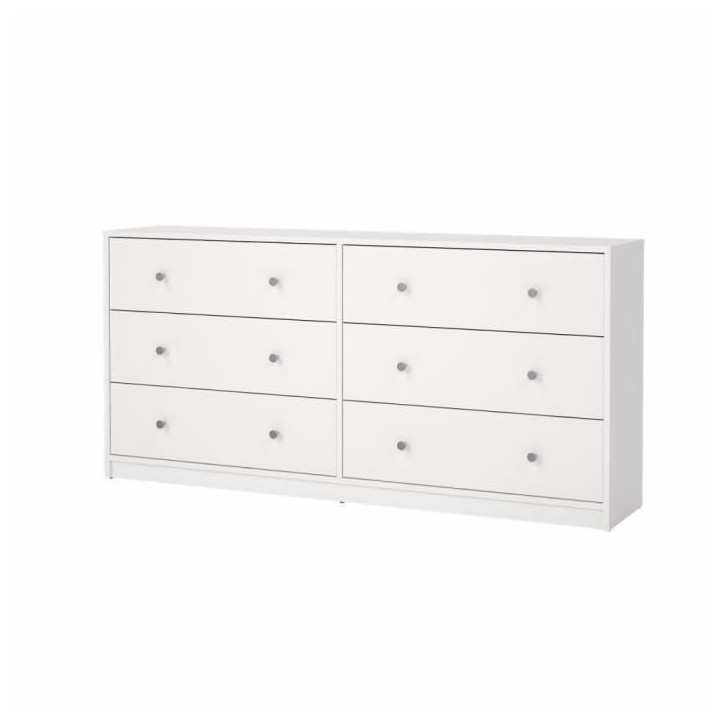 Commode OREGON 2x 3 tiroirs - Décor blanc - L 143 x P 30 x H 68 cm Commode OREGON 2x 3 tiroirs - Décor blanc - L 143 x P 30 x H 68 cm