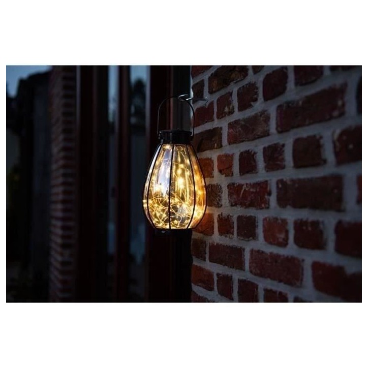 Lanterne solaire - GARDEN ID Java - Ø14 H23 cm - Éclairage 6-8h - Pile AAA rechargeable.