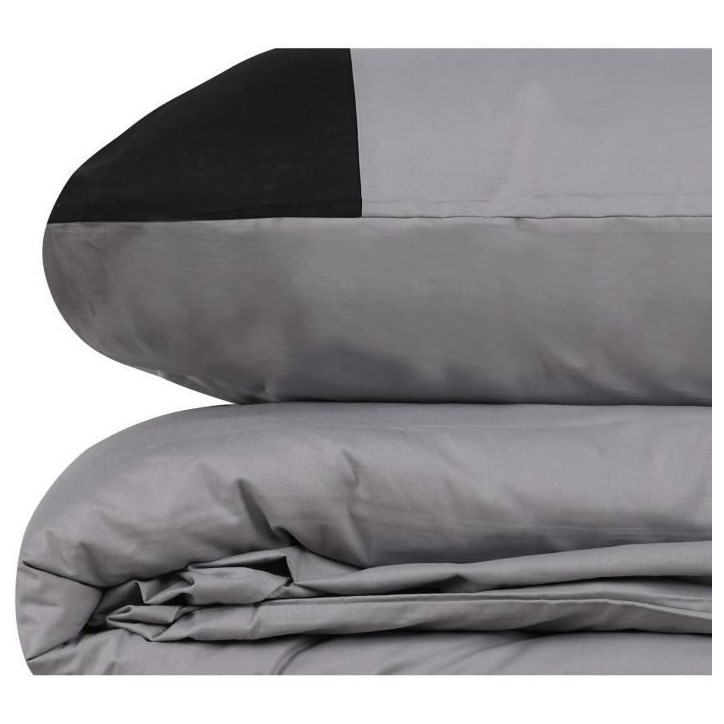 Parure de lit - 1 housse de couette 220 x 240 cm + 2 taies d'oreiller 60 x 60 cm - 100% coton renforcé - Gris Parure de lit - 1 housse de couette 220 x 240 cm + 2 taies d'oreiller 60 x 60 cm - 100% coton renforcé - Gris