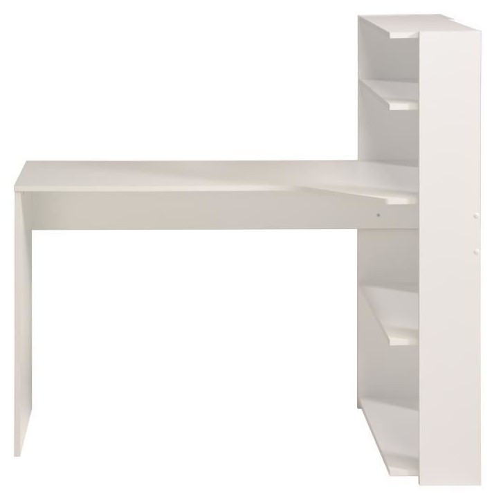 Bureau d'angle contemporain PARISOT JUNE - Blanc - L 122 cm - 1 plateau, 2 tablettes Bureau d'angle contemporain PARISOT JUNE - Blanc - L 122 cm - 1 plateau, 2 tablettes