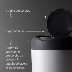 Tommee Tippee Poubelle a Couches Simplee +1 recharge - Grise et Blanch