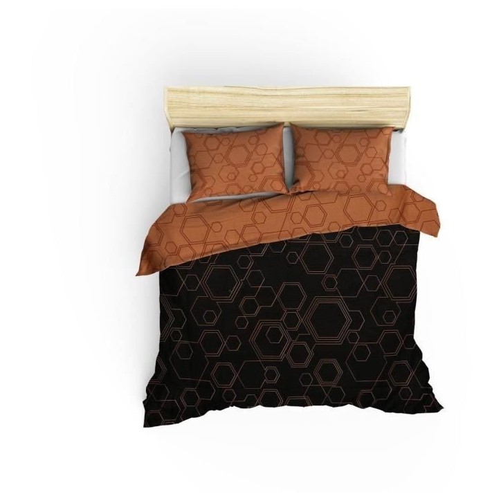 Parure de lit - 1 housse de couette 220 x 240 cm + 2 taies d'oreiller 60 x 60 cm - 100% coton renforcé - Cuivre Parure de lit - 1 housse de couette 220 x 240 cm + 2 taies d'oreiller 60 x 60 cm - 100% coton renforcé - Cuivre