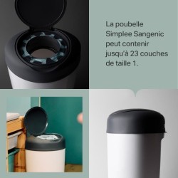 Tommee Tippee Poubelle a Couches Simplee +1 recharge - Grise et Blanch