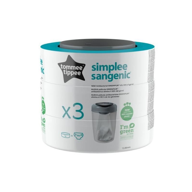 TOMMEE TIPPEE Lot de 3 Recharges de Poubelle a Couches pour Simplee Sa