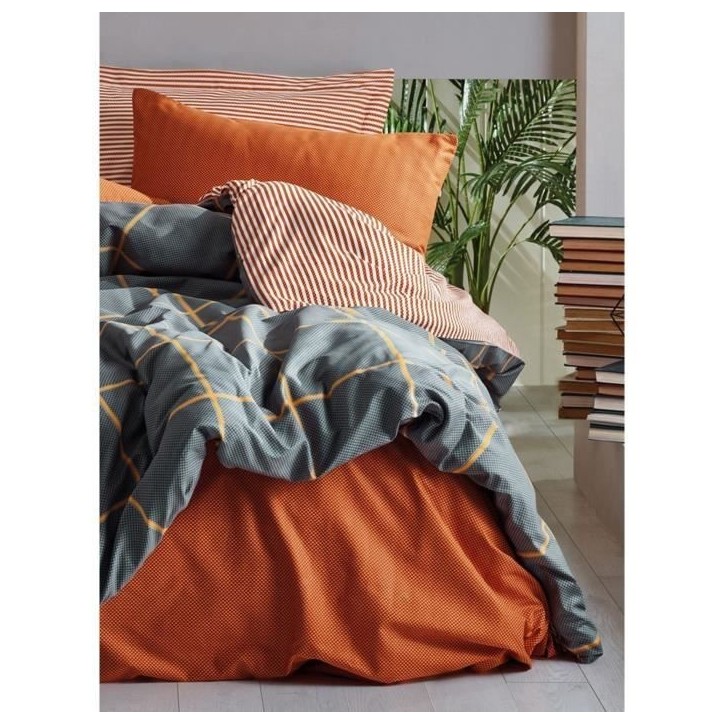Parure de lit - 1 housse de couette 220 x 240 cm + 2 taies d'oreiller 60 x 60 cm - 100% coton renforcé - Cannelle Parure de lit - 1 housse de couette 220 x 240 cm + 2 taies d'oreiller 60 x 60 cm - 100% coton renforcé - Cannelle
