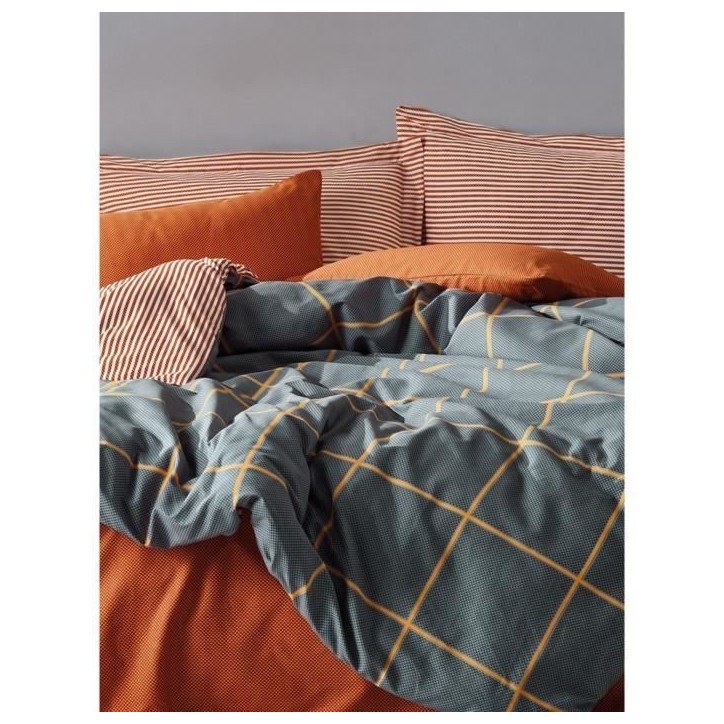 Parure de lit - 1 housse de couette 220 x 240 cm + 2 taies d'oreiller 60 x 60 cm - 100% coton renforcé - Cannelle Parure de lit - 1 housse de couette 220 x 240 cm + 2 taies d'oreiller 60 x 60 cm - 100% coton renforcé - Cannelle