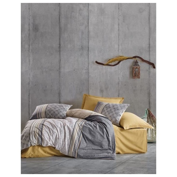 Parure de lit - 1 housse de couette 220 x 240 cm + 2 taies d'oreiller 60 x 60 cm - 100% coton renforcé - Gris Parure de lit - 1 housse de couette 220 x 240 cm + 2 taies d'oreiller 60 x 60 cm - 100% coton renforcé - Gris