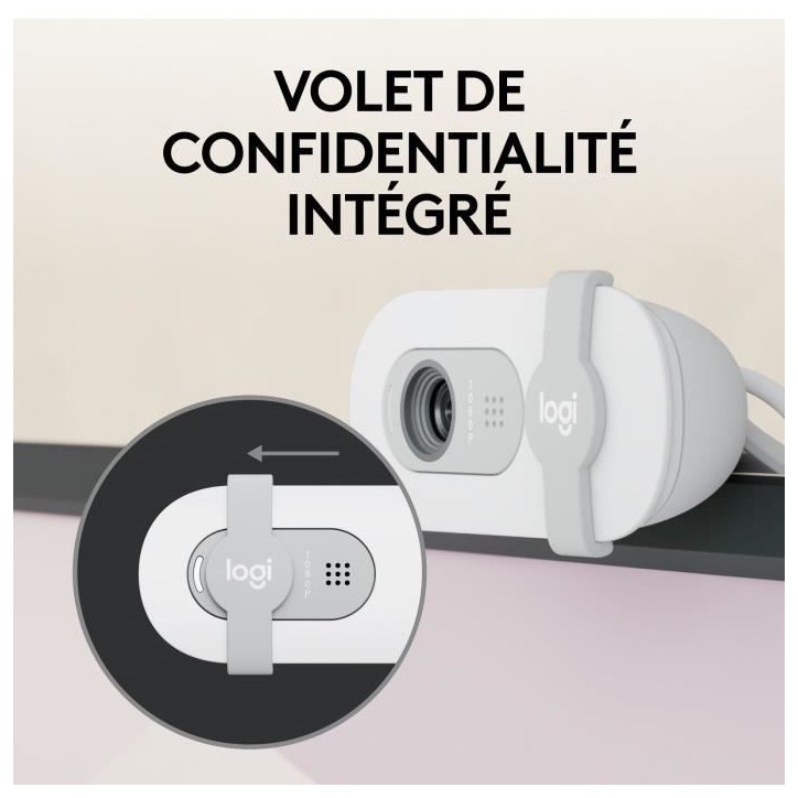 Webcam - Full HD 1080p - Logitech - Brio 100 - Microphone intégré - Blanc Webcam - Full HD 1080p - Logitech - Brio 100 - Microphone intégré - Blanc