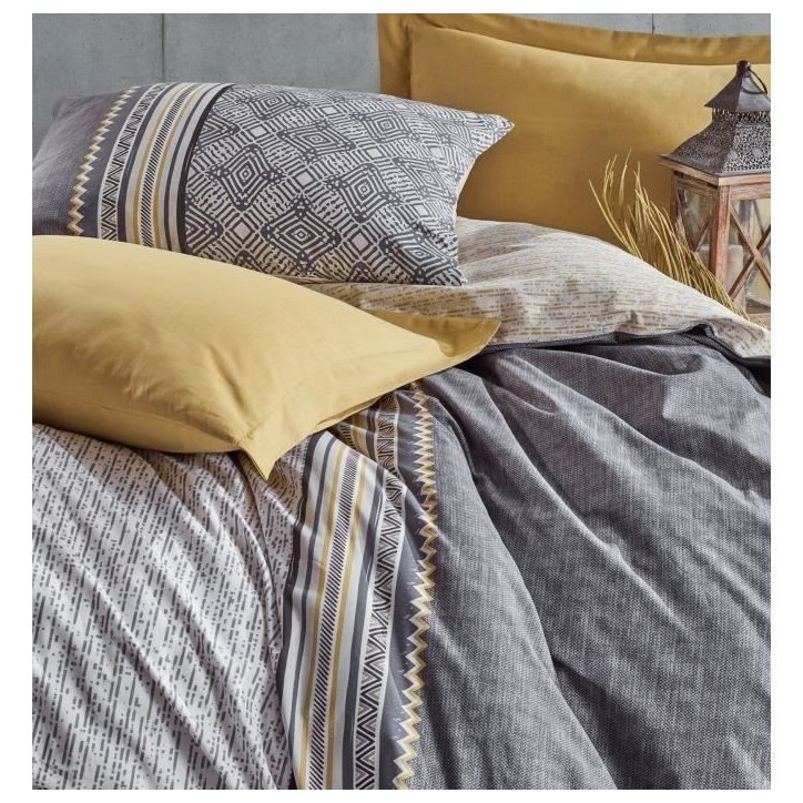 Parure de lit - 1 housse de couette 220 x 240 cm + 2 taies d'oreiller 60 x 60 cm - 100% coton renforcé - Gris Parure de lit - 1 housse de couette 220 x 240 cm + 2 taies d'oreiller 60 x 60 cm - 100% coton renforcé - Gris