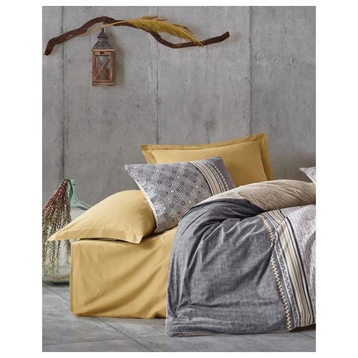 Parure de lit - 1 housse de couette 220 x 240 cm + 2 taies d'oreiller 60 x 60 cm - 100% coton renforcé - Gris Parure de lit - 1 housse de couette 220 x 240 cm + 2 taies d'oreiller 60 x 60 cm - 100% coton renforcé - Gris